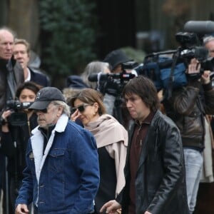 Ingrid Betancourt, le chanteur Renaud lors des Obsèques de Michel Delpech en l'église Saint-Sulpice à Paris, le 8 janvier 2016