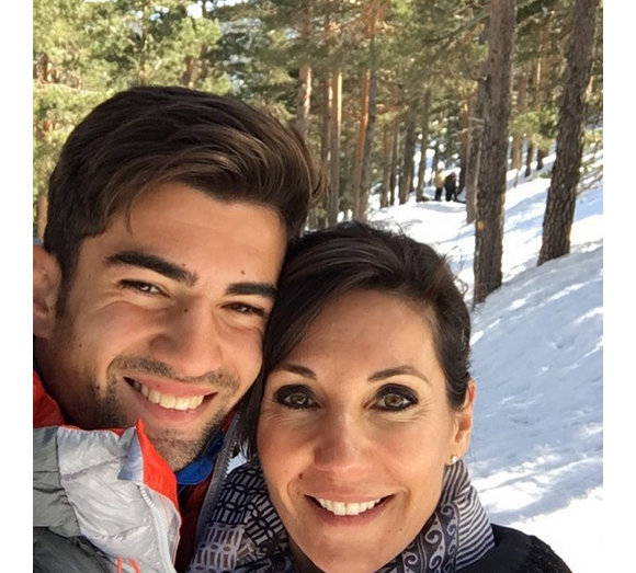 Enzo Zidane et sa maman Véronique lors d'un séjour à la montagne. Photo publiée sur Instagram, le 14 mars 2016.