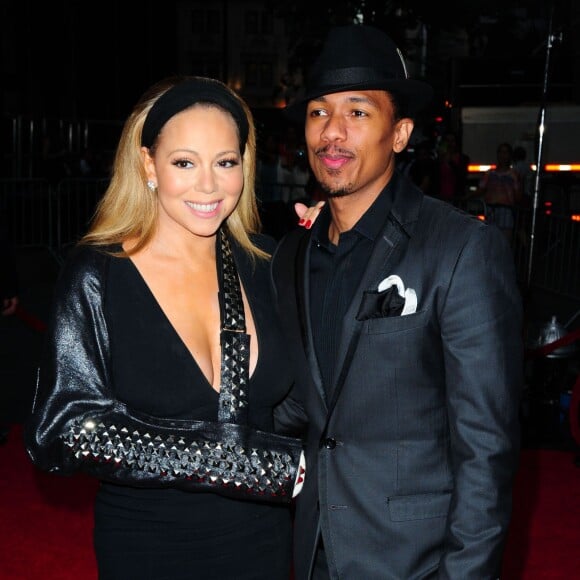 Mariah Carey (le bras casse), Nick Cannon à la Premiere du film "The Butler" (Le Majordome) a New York, le 5 aout 2013.