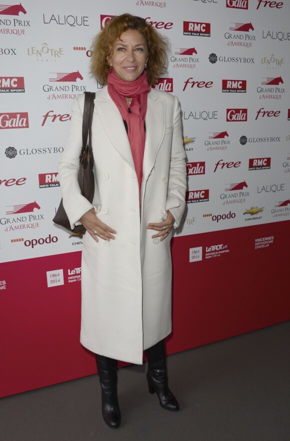 Corinne Touzet lors du 93eme Grand Prix d'Amerique a l'Hippodrome de Vincennes, le 26 janvier 2014.