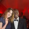 Exclusif - Carla Bruni Sarkozy et Alassane Ouattara - Dîner de gala "Mille et Une Nuits pour Mille et Un Coeurs", organisé par Dominique Ouattara dans le cadre de sa fondation "Children of Africa", qui vient en aide aux enfants d'Afrique, dans les secteurs de la santé, de l'éducation, le social et les centres subventionnés, à Abidjan. Le 11 mars 2016 © Olivier Borde / Bestimage