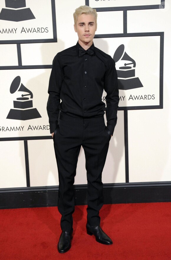 Justin Bieber à la La 58ème soirée annuelle des Grammy Awards au Staples Center à Los Angeles, le 15 février 2016.