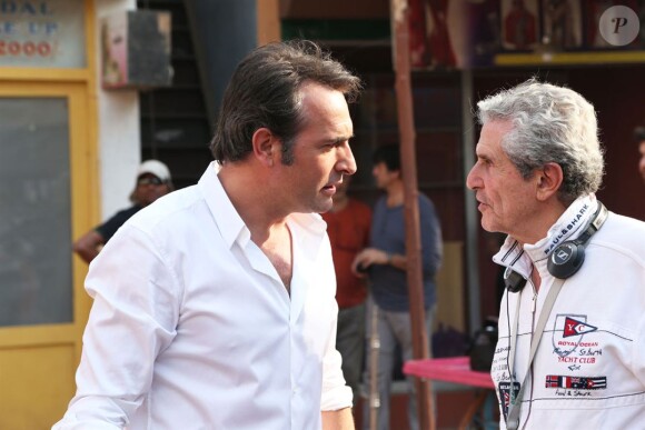 Jean Dujardin et Claude Lelouch en discussion sur le tournage d'Un + Une.