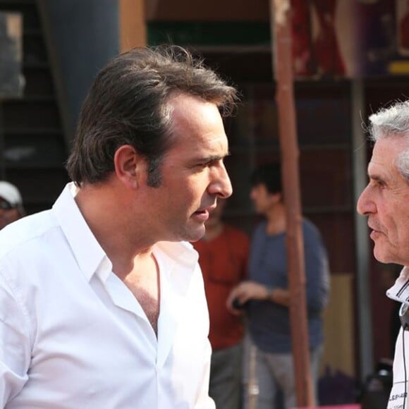 Jean Dujardin et Claude Lelouch en discussion sur le tournage d'Un + Une.