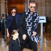 David Beckham et ses enfants Brooklyn et Harper Beckham à New York le 13 février 2016.