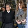 Exclusif - Nicolas Sarkozy et sa femme Carla Bruni-Sarkozy vont voir le film "Les Visiteurs – La Révolution" à l'hôtel Royal Monceau à Paris, le 30 mars 2016.