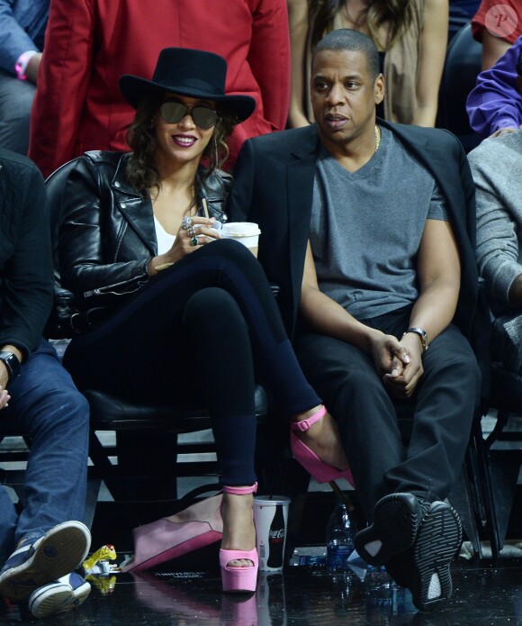 Beyoncé et Jay Z au Staples Center. Los Angeles, le 20 février 2016.
