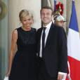 Brigitte et Emmanuel Macron au dîner  d'état organisé en l'honneur du couple royal d'Espagne à l'Elysée le 2 juin 2015 à Paris 