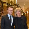 Emmanuel et Brigitte Macron lors de la conférence-débat organisée par la Fondation France Israël aux Salons Hoche, à Paris, le 9 janvier 2016 