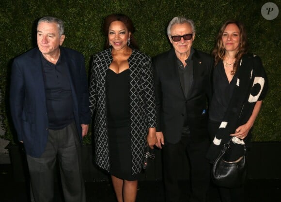 Robert De Niro et sa femme Grace Hightower, Harvey Keitel et Daphna Kastner assistent à la 11e édition du Dîner des Artistes de Chanel, au Festival de Tribeca. New York, le 18 avril 2016.