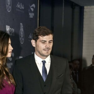 The famous goalkeeper Iker Casillas and his partner, the journalist Sara Carbonero, attended the Gala Dragones de Ouro in Oporto, Portugal, on November 30, 2015. Sara Carbonero, who is pregnant, is beginning to show her growing belly. The pair, together with other team mates of Iker, enjoyed the night, and close to each other all time, showed tender manners to each other. Photo by Look Press Agency/ABACAPRESS.COM01/12/2015 - Oporto