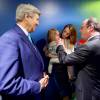 François Hollande - John Kerry, sa fille Alexandra Kerry et sa petite fille Isabelle (2 ans) lors de la conférence sur le Paris Climate Agreement aux Nations-Unies à New York, le 22 avril 2016.