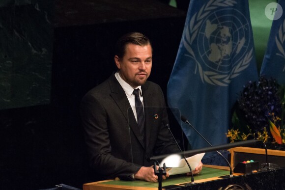 Leonardo DiCaprio - Conférence sur le climat à L'ONU à New York le 22 Avril 2016.