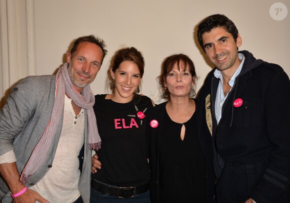 Grégory Questel, Léa François, Cécilia Hornus et Ludovic Baude - Conférence de presse pour le lancement du livre "Le dessein d'ELA" chez Artemis à Paris, le 3 juin 2015.
