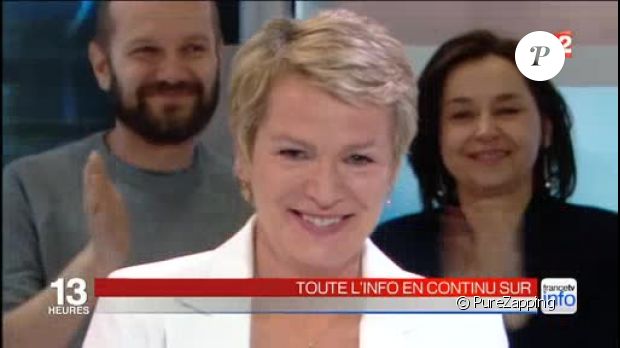 Elise Lucet, en larmes, lors de ses adieux au JT de France 2, le vendredi 29 avril 2016.