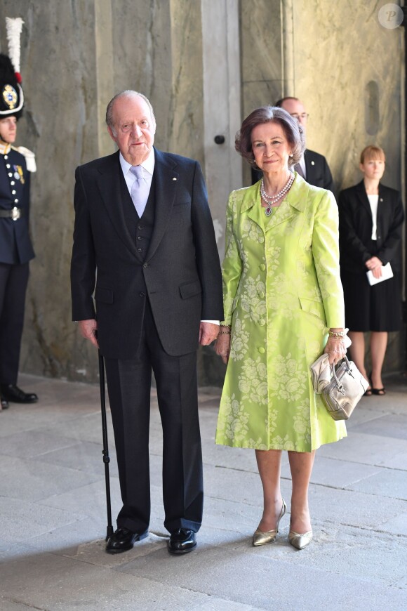 Le roi Juan Carlos et la reine Sofia d'Espagne - Personnalités au Te Deum en l'honneur du 70ème anniversaire du roi Carl Gustav de Suède au palais royal à Stockholm. Le 30 avril 2016
