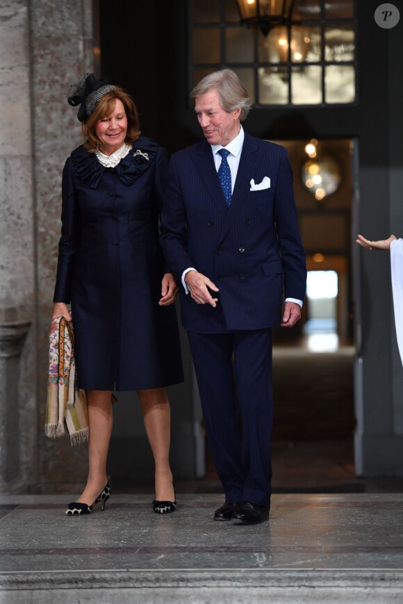 Le prince Leopold de Bavière et sa femme Ursula - Personnalités au Te Deum en l'honneur du 70ème anniversaire du roi Carl Gustav de Suède au palais royal à Stockholm. Le 30 avril 2016
