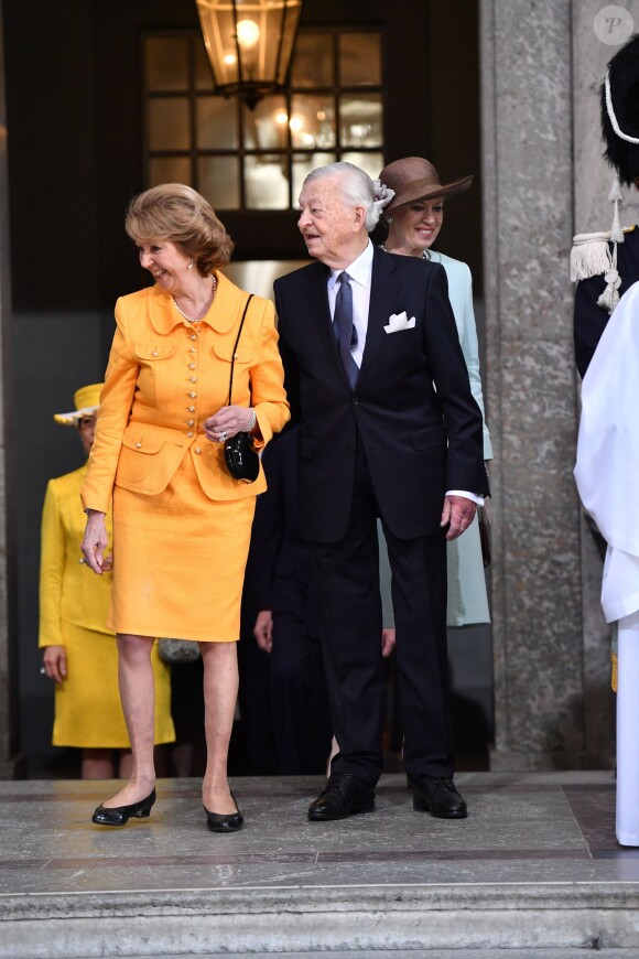 La princesse Désirée de Suède et son mari Niclas Silfverschiold - Personnalités au Te Deum en l'honneur du 70ème anniversaire du roi Carl Gustav de Suède au palais royal à Stockholm. Le 30 avril 2016