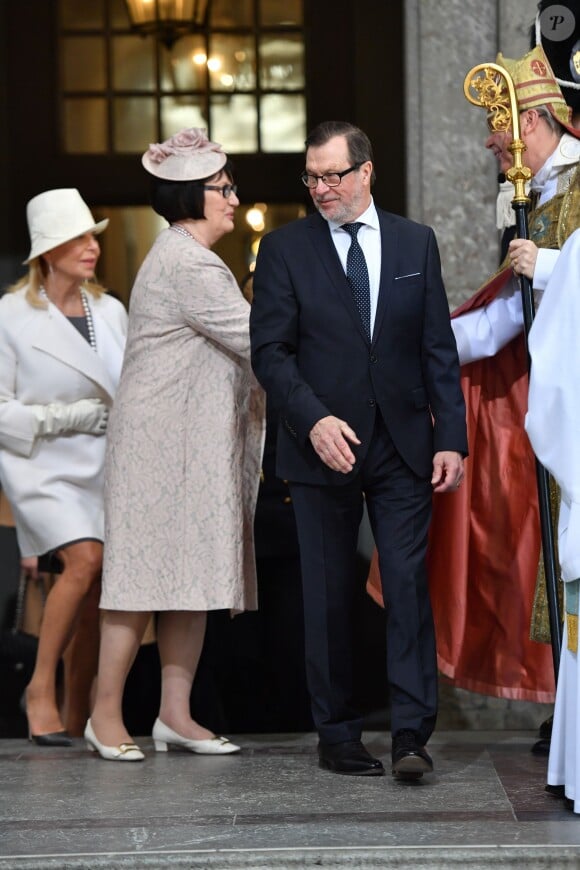 Olle Westling et sa femme Eva (les parents du prince Daniel) - Personnalités au Te Deum en l'honneur du 70ème anniversaire du roi Carl Gustav de Suède au palais royal à Stockholm. Le 30 avril 2016