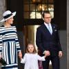 La princesse Victoria, le prince Daniel et leur fille la princesse Estelle de Suède - Personnalités au Te Deum en l'honneur du 70ème anniversaire du roi Carl Gustav de Suède au palais royal à Stockholm. Le 30 avril 2016
