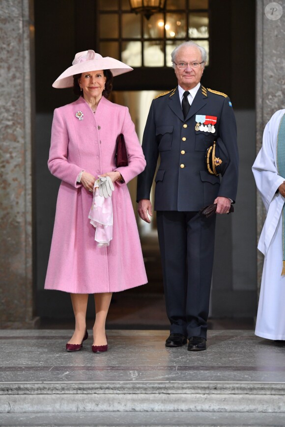 La reine Silvia et le roi Carl Gustav de Suède - Personnalités au Te Deum en l'honneur du 70ème anniversaire du roi Carl Gustav de Suède au palais royal à Stockholm. Le 30 avril 2016