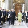 Le roi Juan Carlos et la reine Sofia d'Espagne - Personnalités au Te Deum en l'honneur du 70ème anniversaire du roi Carl Gustav de Suède au palais royal à Stockholm. Le 30 avril 2016