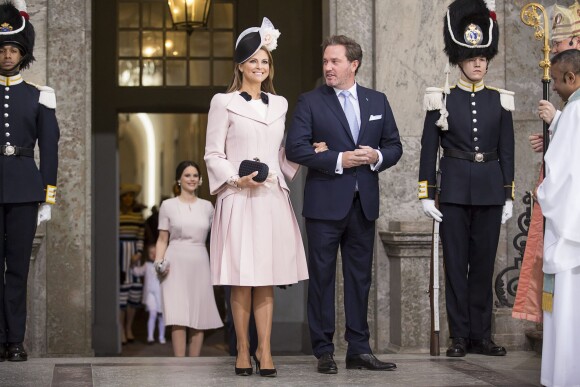 La princesse Madeleine de Suède et son mari Chris O'Neill - Personnalités au Te Deum en l'honneur du 70ème anniversaire du roi Carl Gustav de Suède au palais royal à Stockholm. Le 30 avril 2016
