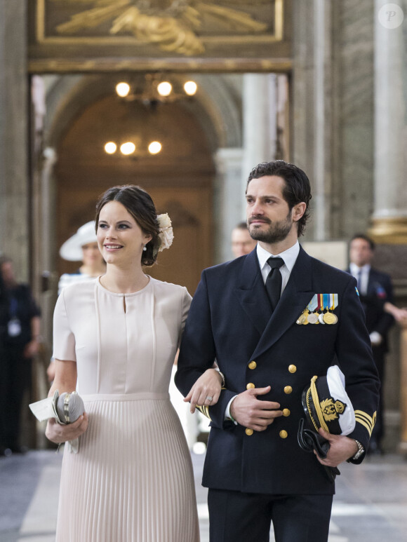 Le prince Carl Philip et la princesse Sofia de Suède - Personnalités au Te Deum en l'honneur du 70ème anniversaire du roi Carl Gustav de Suède au palais royal à Stockholm. Le 30 avril 2016