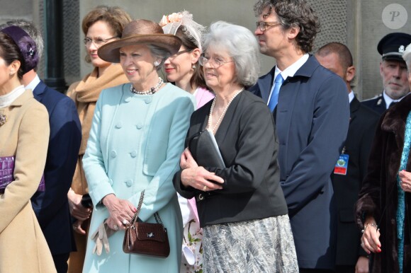 La princesse Benedikte de Danemark, la princesse Margaretha de Suède - Cérémonie des forces armées suédoises pour le 70ème anniversaire du roi Carl Gustav de Suède dans la cour du palais royal à Stockholm. Le 30 avril 2016