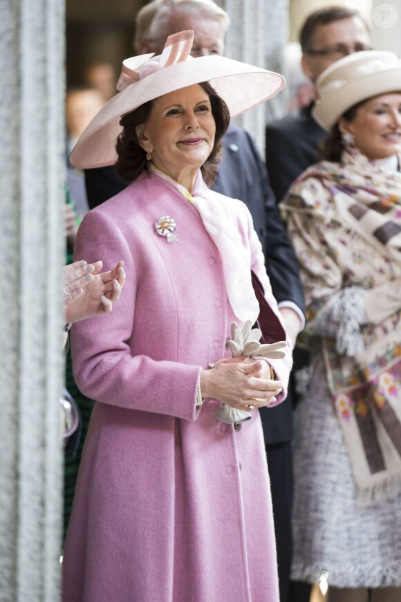 La reine Silvia de Suède - Cérémonie à l'hôtel de ville de Stockholm pour le 70ème anniversaire du roi Carl Gustav de Suède. Le 30 avril 2016