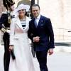 La princesse Victoria et son mari le prince Daniel de Suède - Arrivées au déjeuner donné en l'honneur du 70ème anniversaire du roi Carl Gustav de Suède à la mairie de Stockholm, le 30 avril 2016.