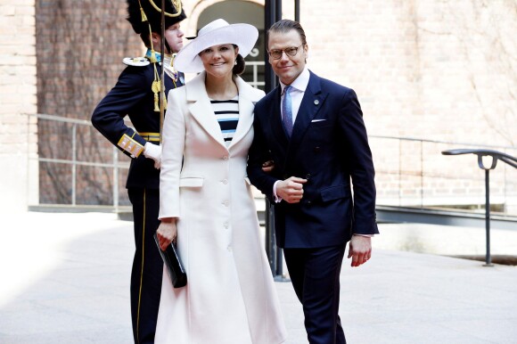 La princesse Victoria et son mari le prince Daniel de Suède - Arrivées au déjeuner donné en l'honneur du 70ème anniversaire du roi Carl Gustav de Suède à la mairie de Stockholm, le 30 avril 2016.