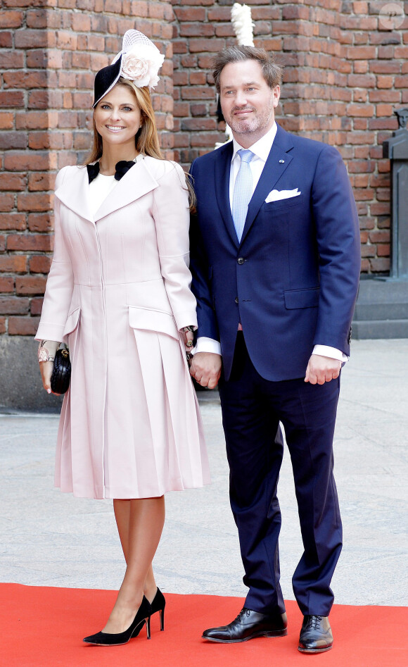 La princesse Madeleine de Suède et son mari Christopher (Chris) O'Neill - Arrivées au déjeuner donné en l'honneur du 70ème anniversaire du roi Carl Gustav de Suède à la mairie de Stockholm, le 30 avril 2016.