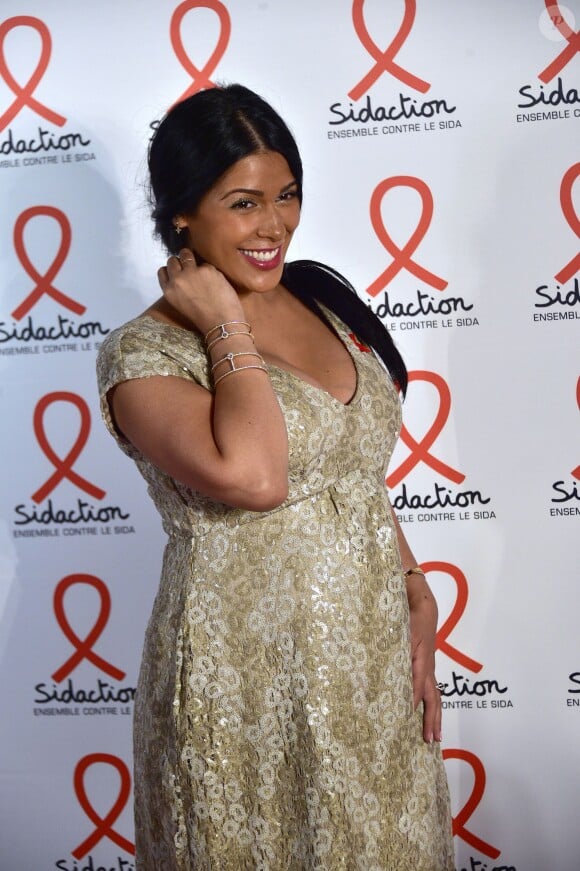 Ayem Nour enceinte - Soirée de lancement du Sidaction 2016 au Musée du Quai Branly à Paris le 7 mars 2016. © Giancarlo Gorassini/Bestimage