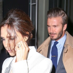 Victoria et David Beckham à la sortie de leur hôtel à New York, le 8 février 2016