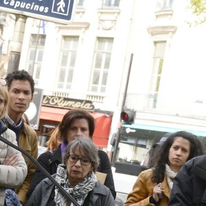 Catherine Salvador à l'inauguration de la place Henri Salvador au 43, boulevard des Capucines à Paris le 3 mai 2016