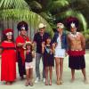 Johnny Hallyday, Laeticia et leurs filles Jade et Joy à Tetiaroa, mai 2016. Instagram