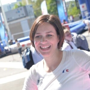 Nathalie Péchalat - Journée Evasion 2016 "Bleu Blanc Rouge" au Stade de France, Saint-Denis, en présence de Super Victor, la mascotte officielle de l'euro 2016 - Le 4 mai 2016 © Veeren / Bestimage