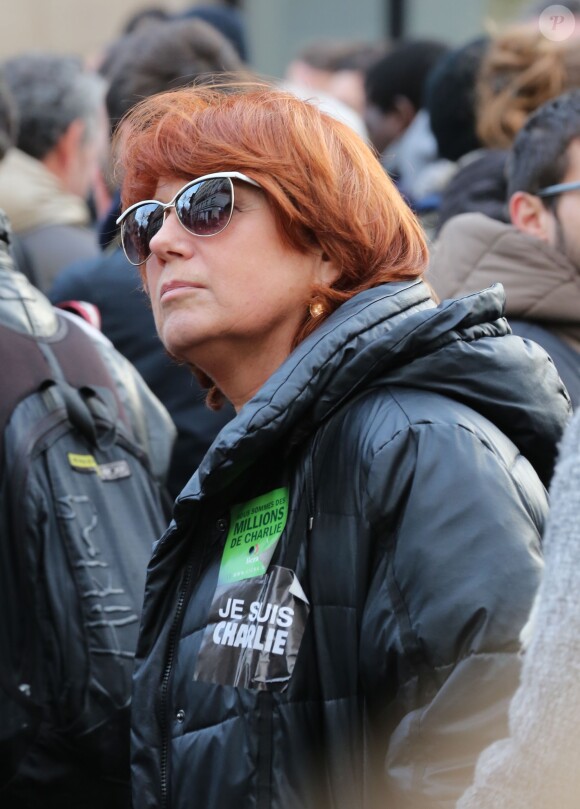 Véronique Genest - Marche républicaine pour Charlie Hebdo à Paris, suite aux attentats terroristes survenus à Paris les 7, 8 et 9 janvier. Paris, le 11 janvier 2015