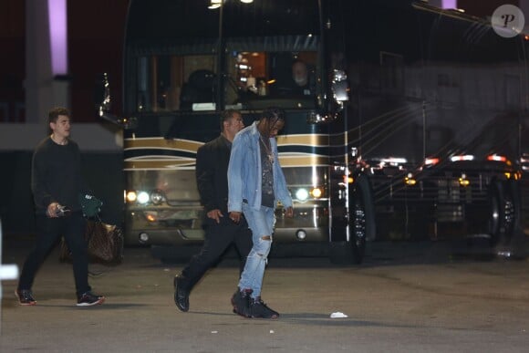 Travis Scott arrive au concert de Rihanna au Forum d'Inglewood, à Los Angeles, le 3 mai 2016