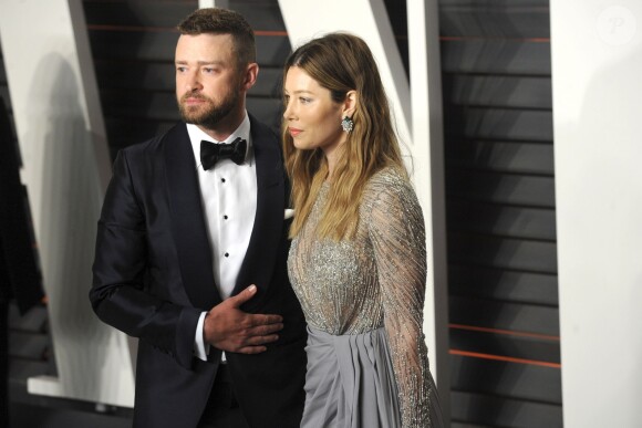 Justin Timberlake et sa femme Jessica Biel - People à la soirée "Vanity Fair Oscar Party" après la 88e cérémonie des Oscars à Hollywood, le 28 février 2016.