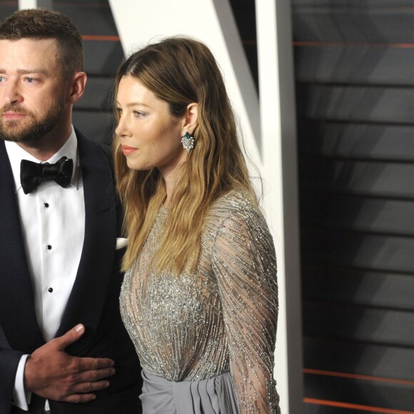 Justin Timberlake et sa femme Jessica Biel - People à la soirée "Vanity Fair Oscar Party" après la 88e cérémonie des Oscars à Hollywood, le 28 février 2016.