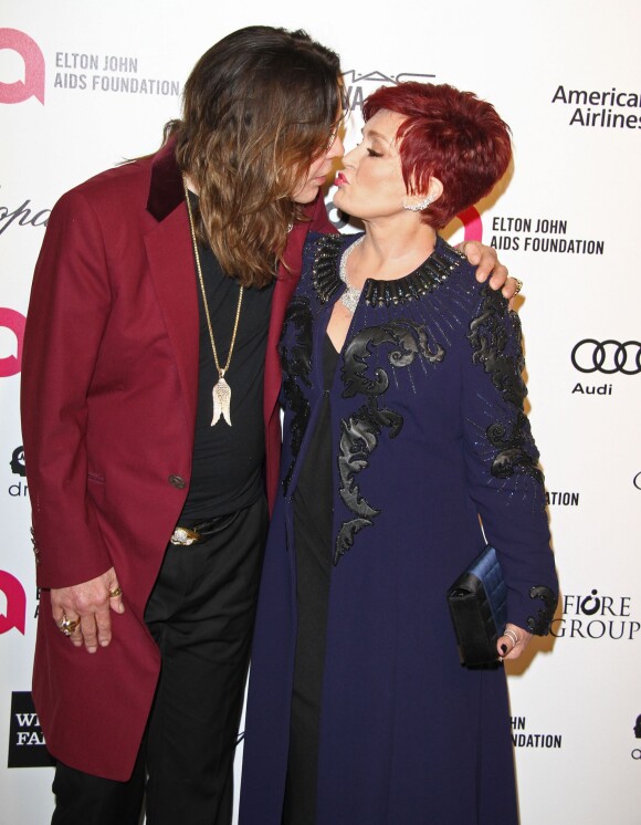 Sharon et Ozzy Osbourne à la soirée "Elton John AIDS Foundation Oscar Party" 2015 à West Hollywood, le 22 février 2015
