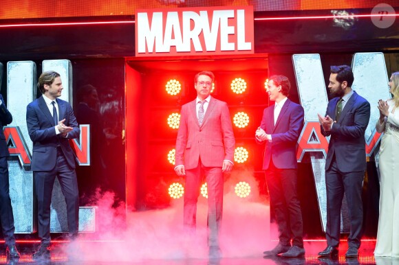 Daniel Bruhl, Robert Downey Jr., Tom Holland et et Paul Rudd à la première de 'Captain America: Civil War' à Londres, le 26 avril 2016