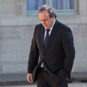 Michel Platini - François Hollande reçoit Michel Platini au Palais de l'Elysée à Paris le 10 juin 2015