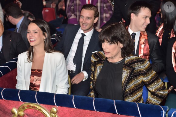 Pauline Ducruet, Pierre Casiraghi, la princesse Stéphanie de Monaco et Louis Ducruet au "Golden Gala Show" lors du 40ème Festival International du Cirque de Monte Carlo, le 19 janvier 2016
