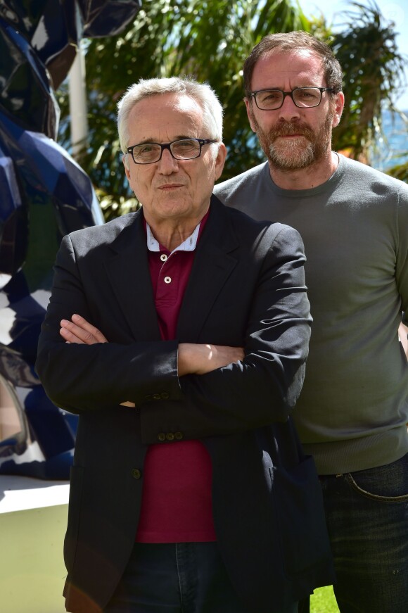 Marco Bellocchio et Valerio Mastandrea - Photocall du film "Fais de beaux rêves" sur la terrasse de la Suite Sandra & Co lors du 69ème Festival International du Film de Cannes. Le 12 mai 2016