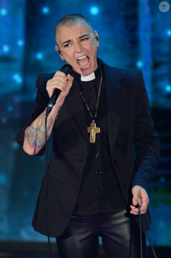 Sinead O'Connor sur le plateau de l'émission "Che Tempo Che Fa" à Milan, le 5 octobre 2014.