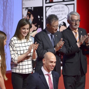 La reine Letizia d'Espagne lors de la commémoration de la journée mondiale de la Croix Rouge au palais des Congrès à Albacete, le 9 mai 2016.