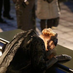 Céline Dion lors des obsèques nationales de René Angélil en la Basi­lique Notre-Dame de Montréal, le 22 janvier 2016 © Dominique Jacovides